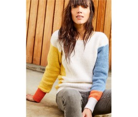 Patron tricot gratuit Pull color block col bateau