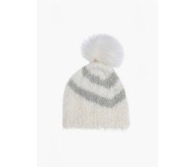Patron tricot gratuit Bonnet zèbre à pompon fourrure