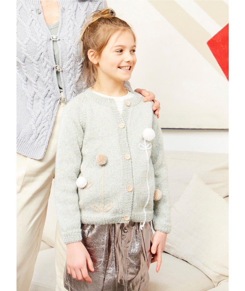 Patron crochet gratuit Gilet raglan à pompons