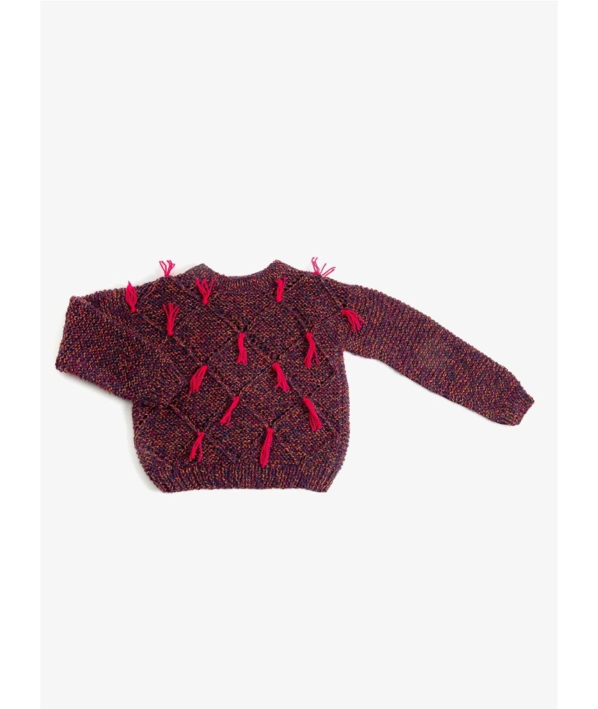 Patron tricot gratuit Pull losanges ajourés col rond