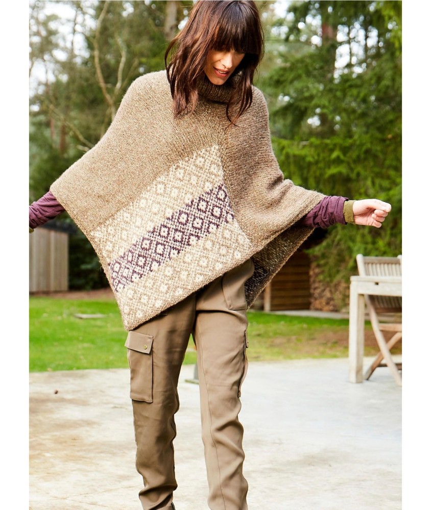 Patron tricot Poncho Jacquard - Bergère de France