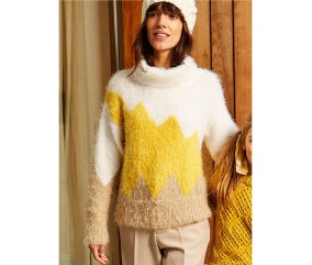 Patron tricot gratuit Pull jacquard col boule