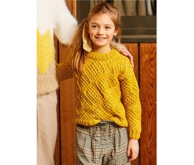 Patron tricot gratuit Pull col rond multi points