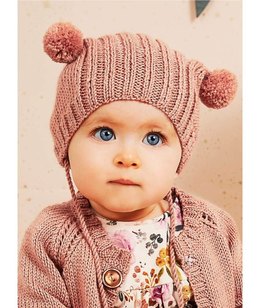 Patron tricot gratuit Bonnet pompons à nouer