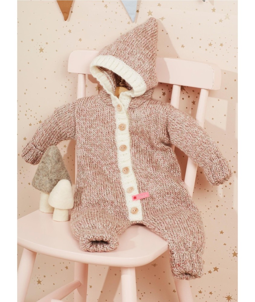 Patron tricot gratuit Combinaison chinée à capuche