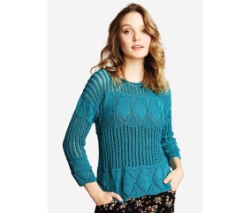 Patron tricot gratuit Pull ajouré col bateau