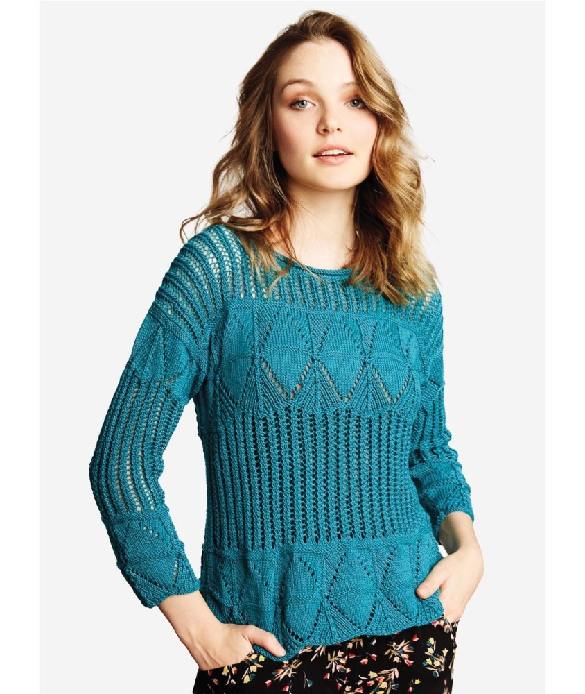 Patron tricot gratuit Pull ajouré col bateau