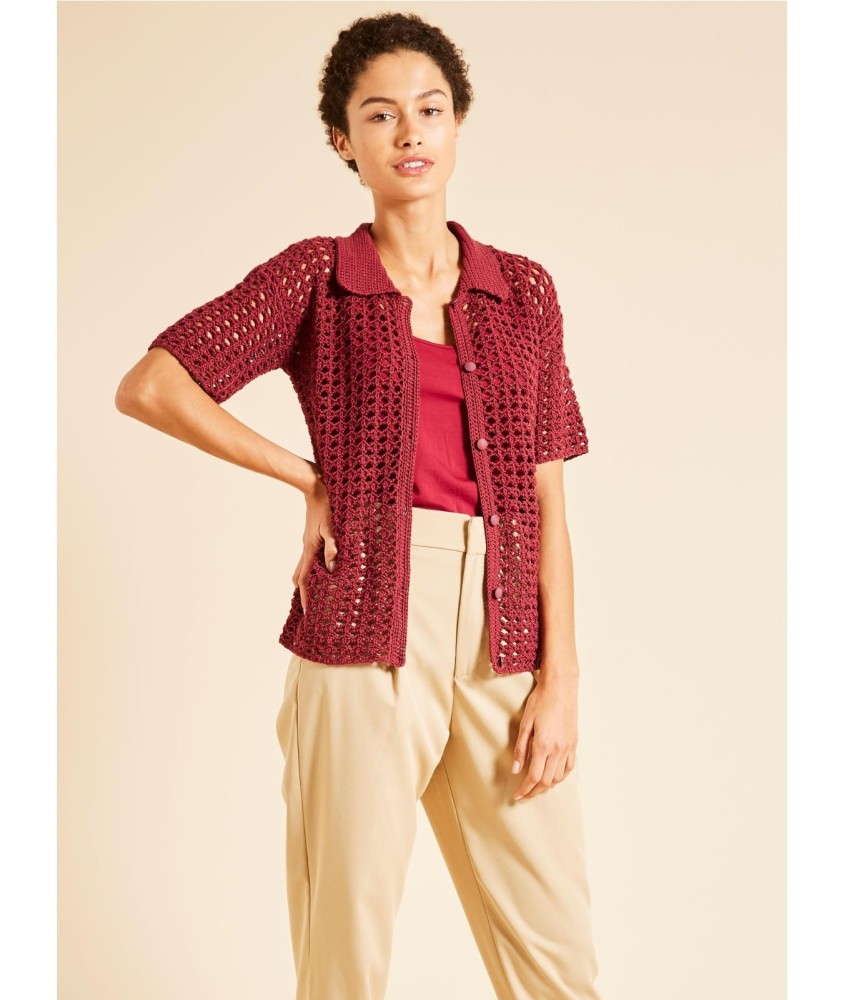 Patron crochet gratuit Gilet ajouré façon polo