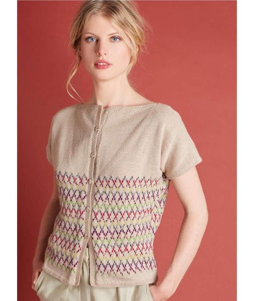 Patron tricot gratuit Gilet jacquard sans manches