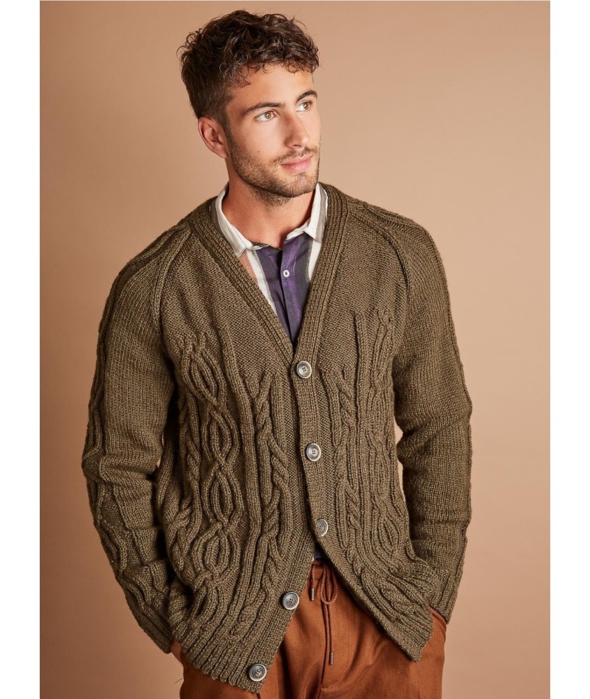 Patron tricot gratuit Gilet à torsades manches raglan