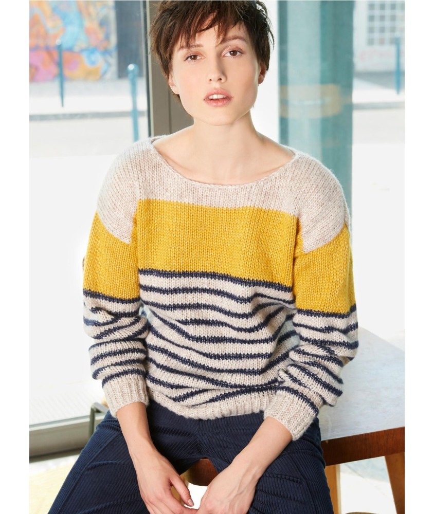Patron tricot gratuit Pull marin encolure large