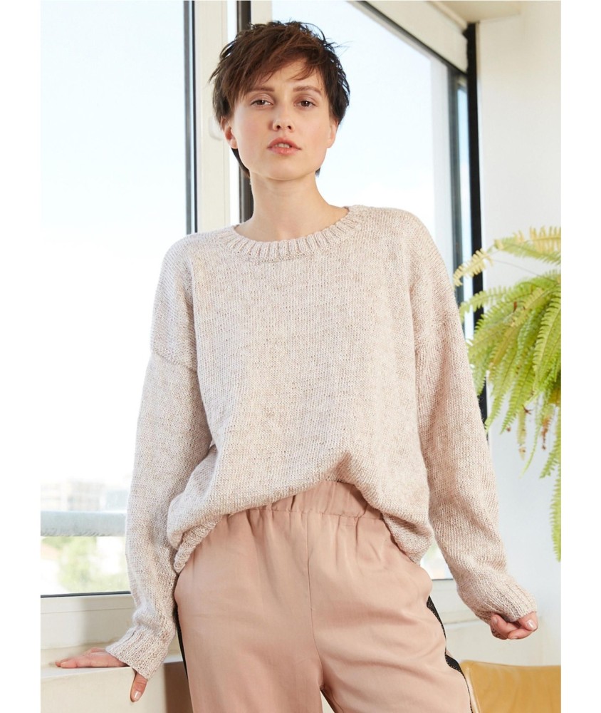 Patron tricot gratuit Pull "loose" col rond