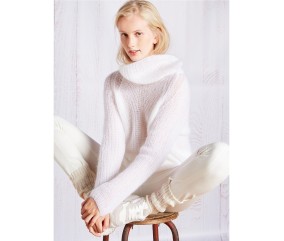Patron gratuit Pull mohair en côtes fantaisies et raglan