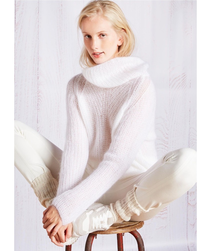 Patron gratuit Pull mohair en côtes fantaisies et raglan