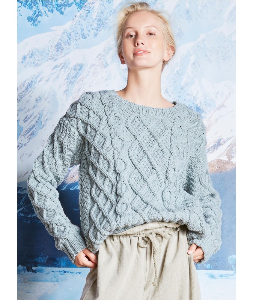 Patron tricot gratuit Pull multi torsades col rond