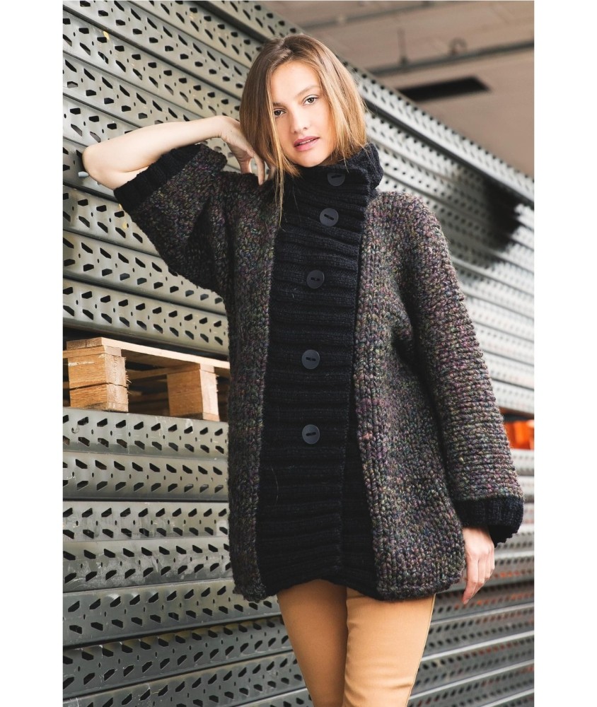 Patron tricot Manteau col montant - Bergère de France