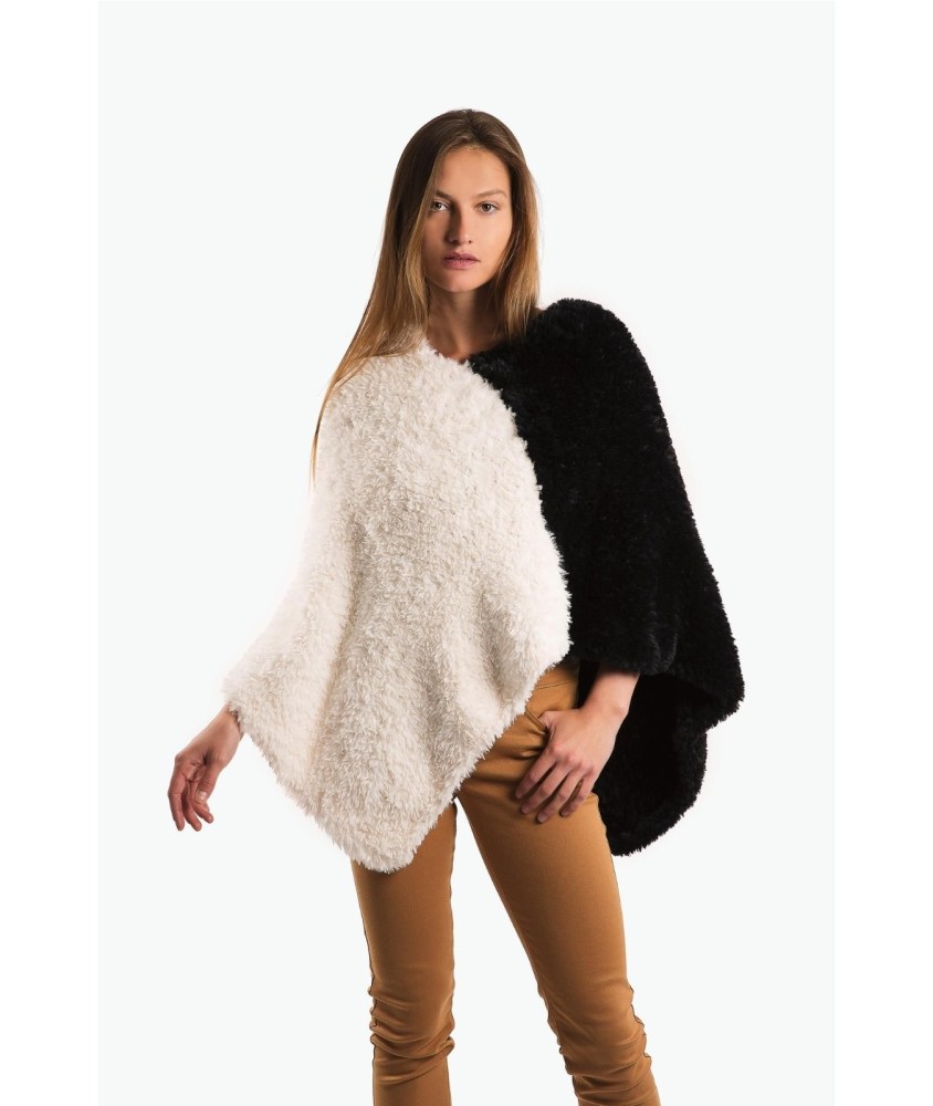 Patron tricot Poncho bicolore - Bergère de France
