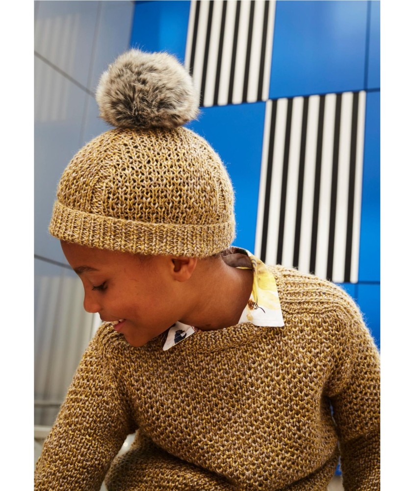 Patron tricot gratuit Bonnet pompon fourrure