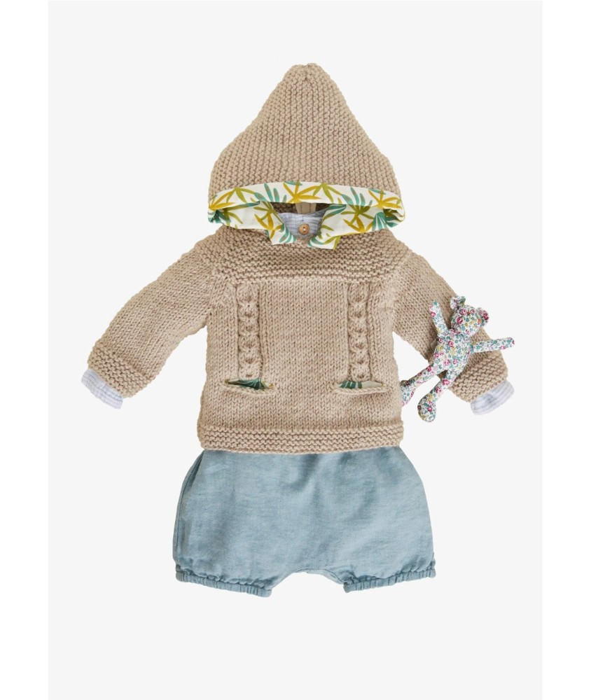 Patron tricot gratuit Pull à capuche zippé dos