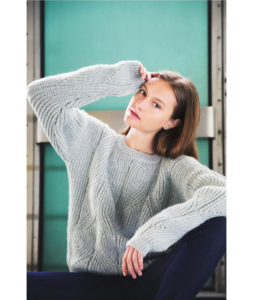 Patron tricot gratuit Pull fantaisie col rond