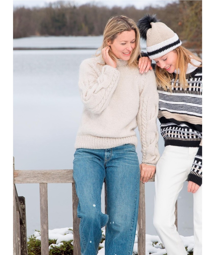 Patron tricot gratuit Pull manches à torsades