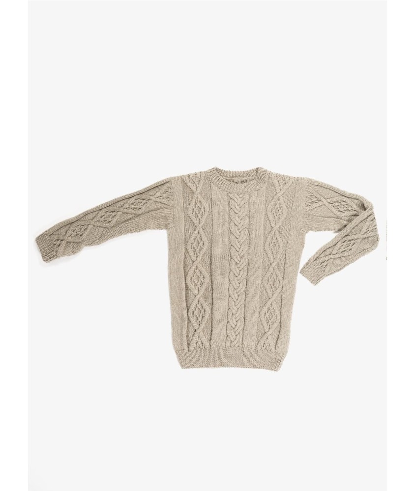 Patron tricot gratuit Pull col rond à torsades