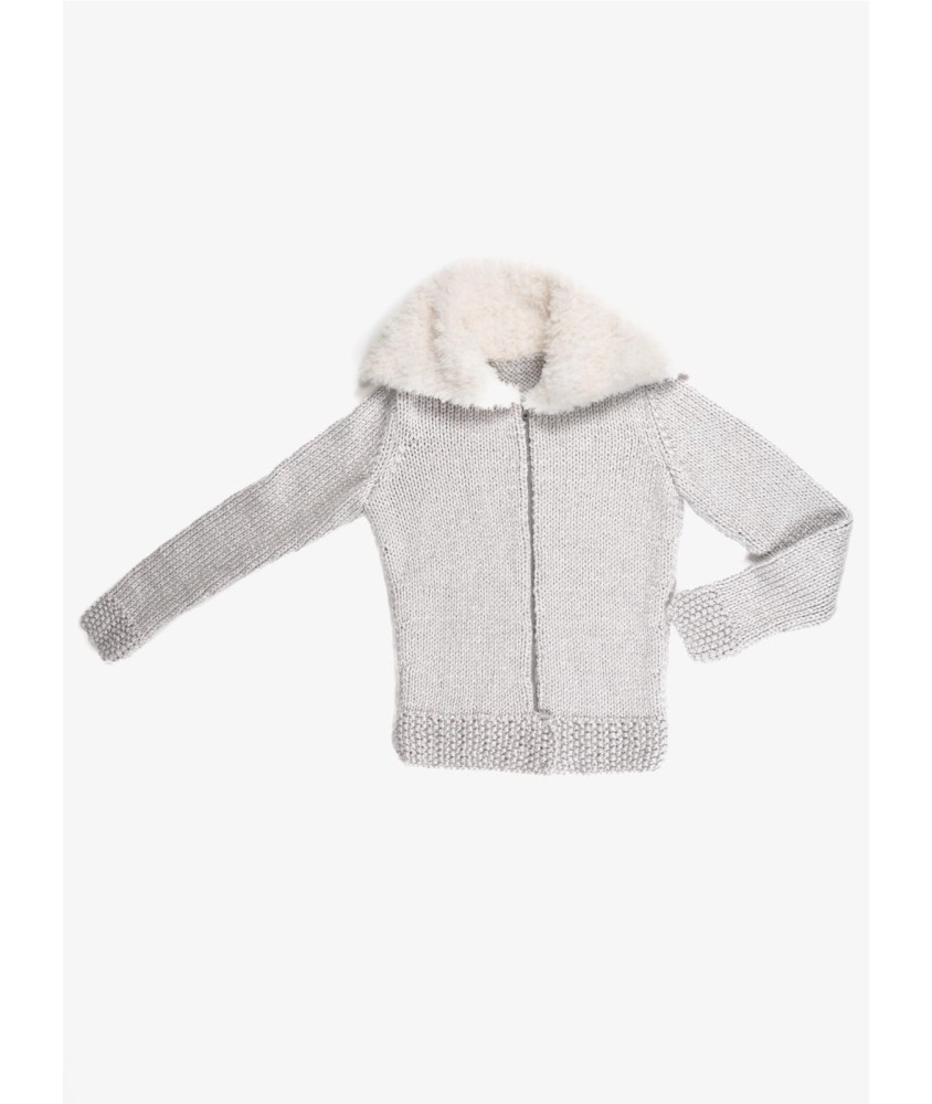 Patron tricot gratuit Blouson zippé col fourrure