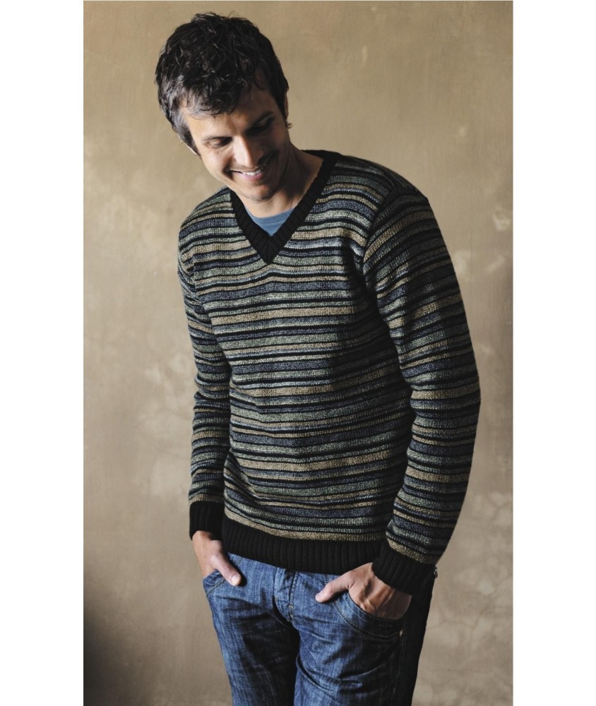 Patron tricot Pull V rayé Ivan - Bergère de France