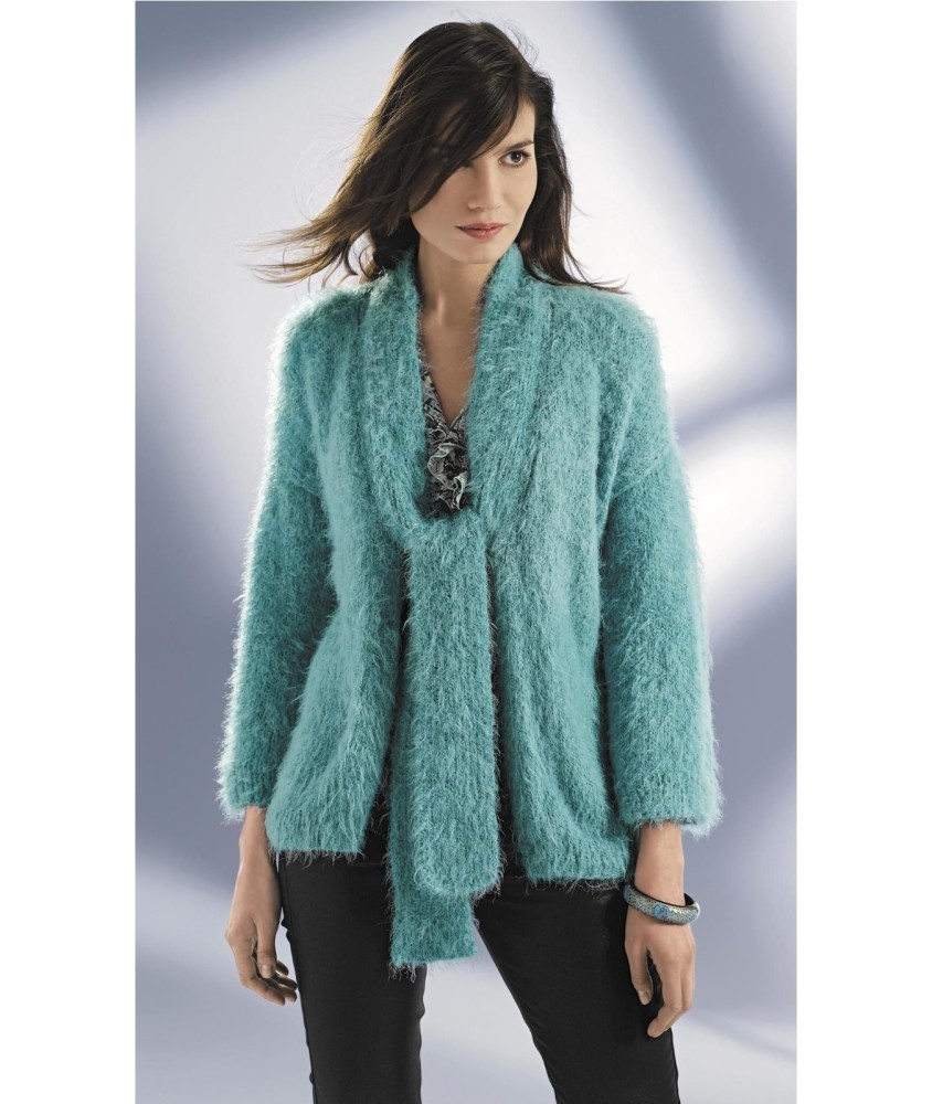 Patron tricot gratuit Veste col écharpe Barbara