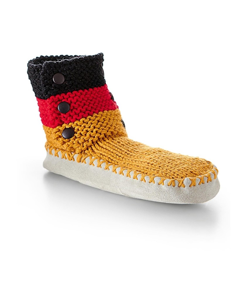 Patron tricot gratuit Chaussons semelles tricolore