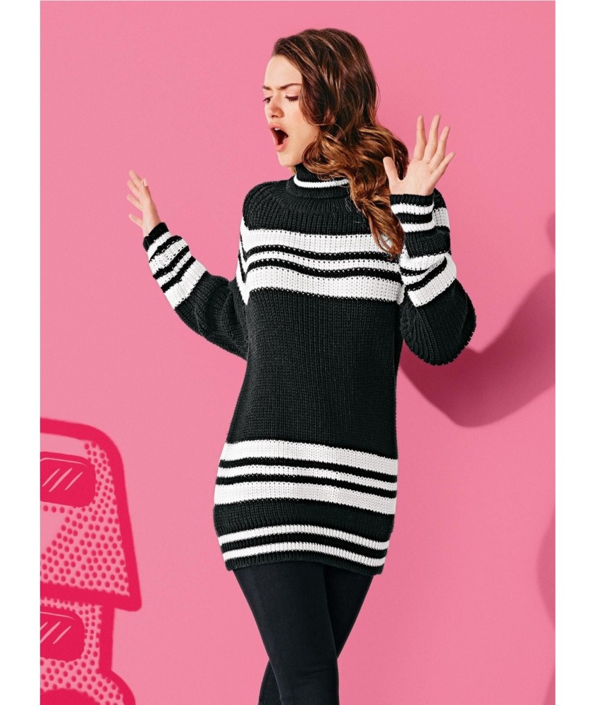Patron tricot gratuit Pull raglan col roulé Camille