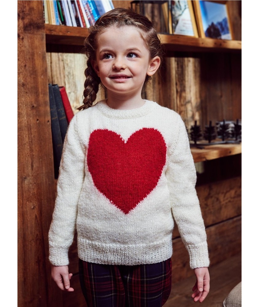 Patron tricot gratuit Pull jacquard cœur Angèle