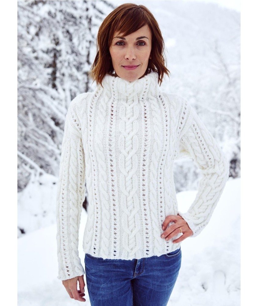 Patron tricot gratuit Pull torsades ajourées Liette