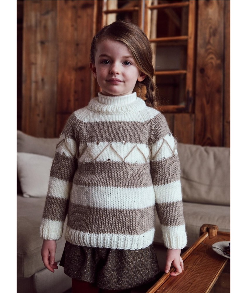 Patron tricot gratuit Pull raglan rayé enfant Déborah