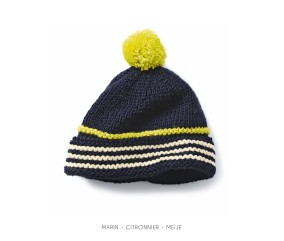 Patron tricot Bonnet pompon Iannis - Bergère de France