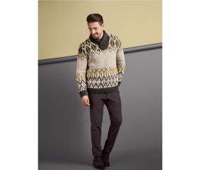 Patron crochet gratuit Pull jacquard col châle Matt