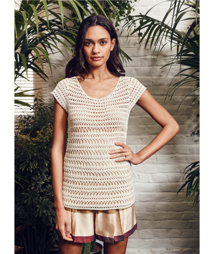 Patron gratuit Pull tunique été au crochet Cristine