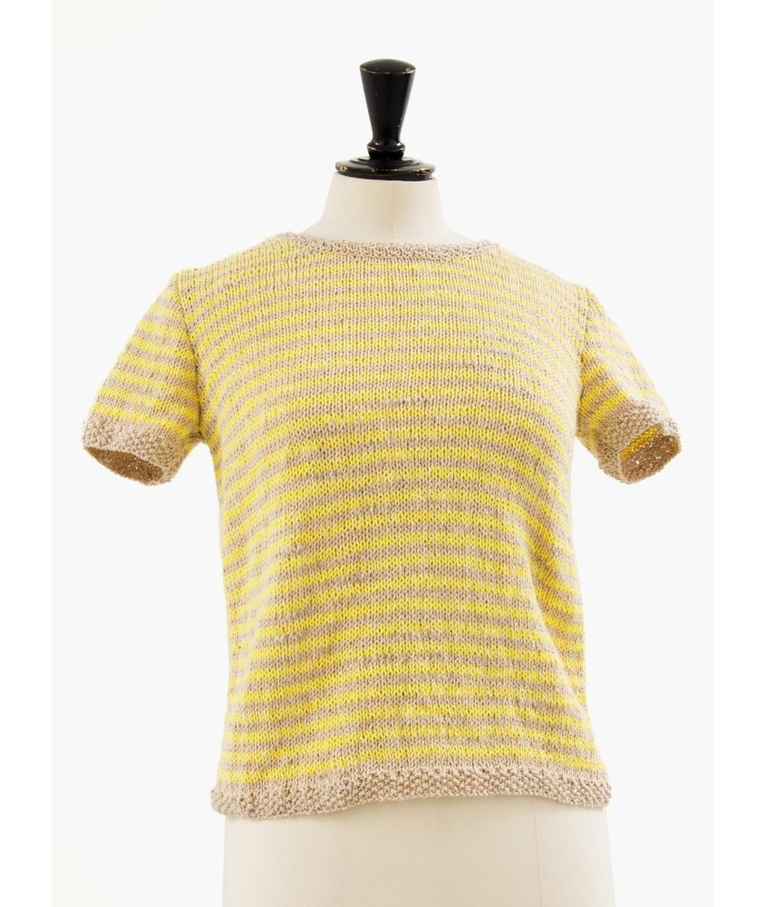 Patron tricot gratuit Pull rayé manches courtes