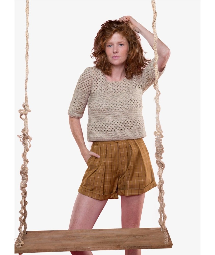 Patron crochet gratuit Pull ajouré manches courtes