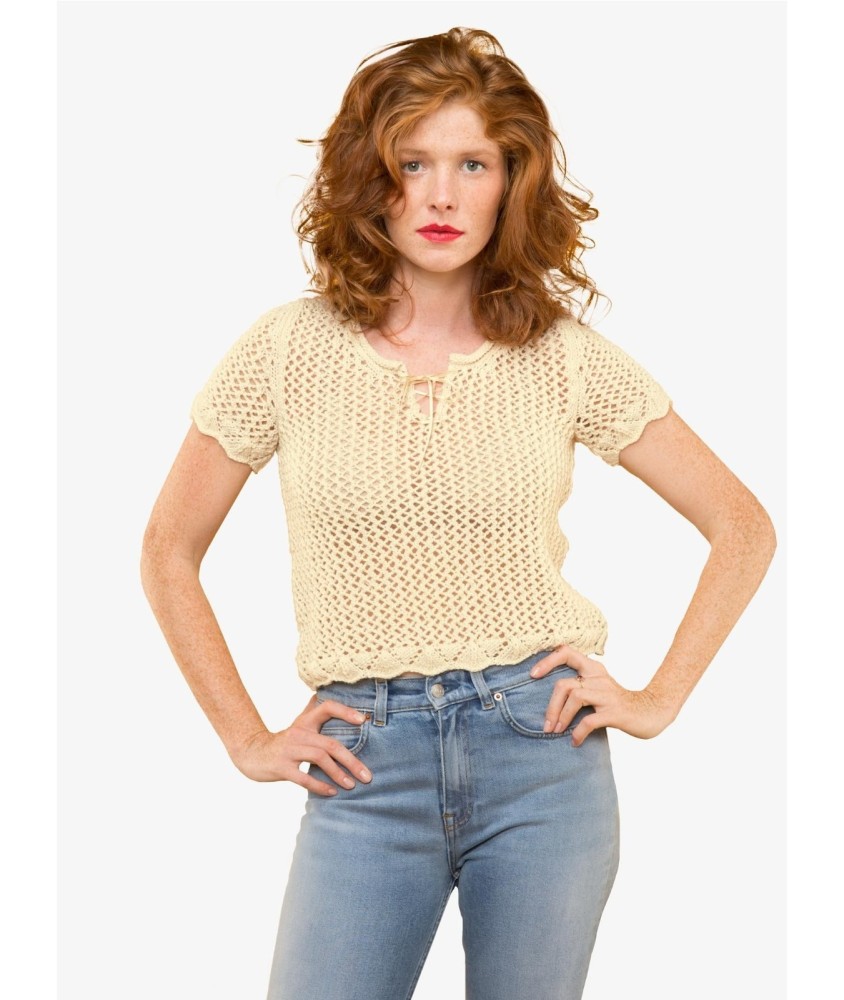 Patron tricot gratuit Pull ajouré manches courtes