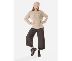 Patron tricot gratuit Pull col rond à torsades
