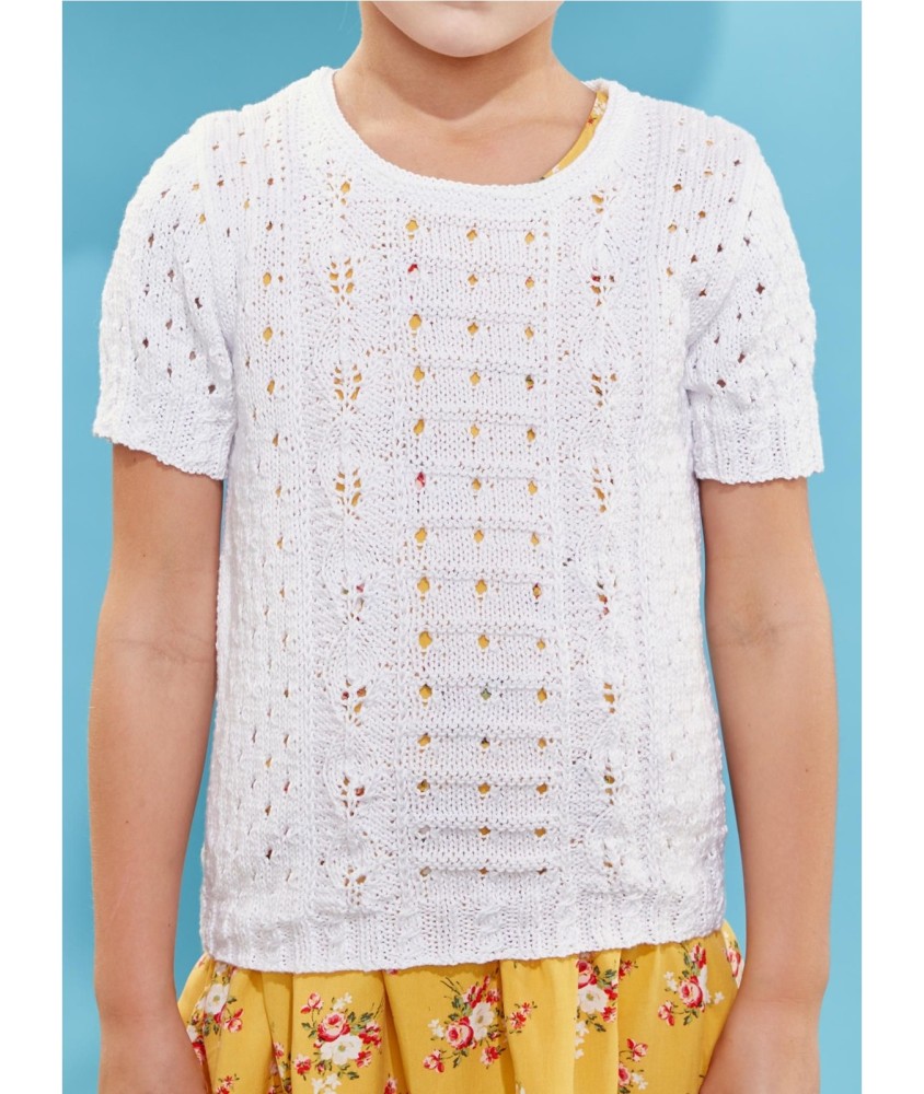 Patron tricot gratuit Pull Ajouré Manches Courtes