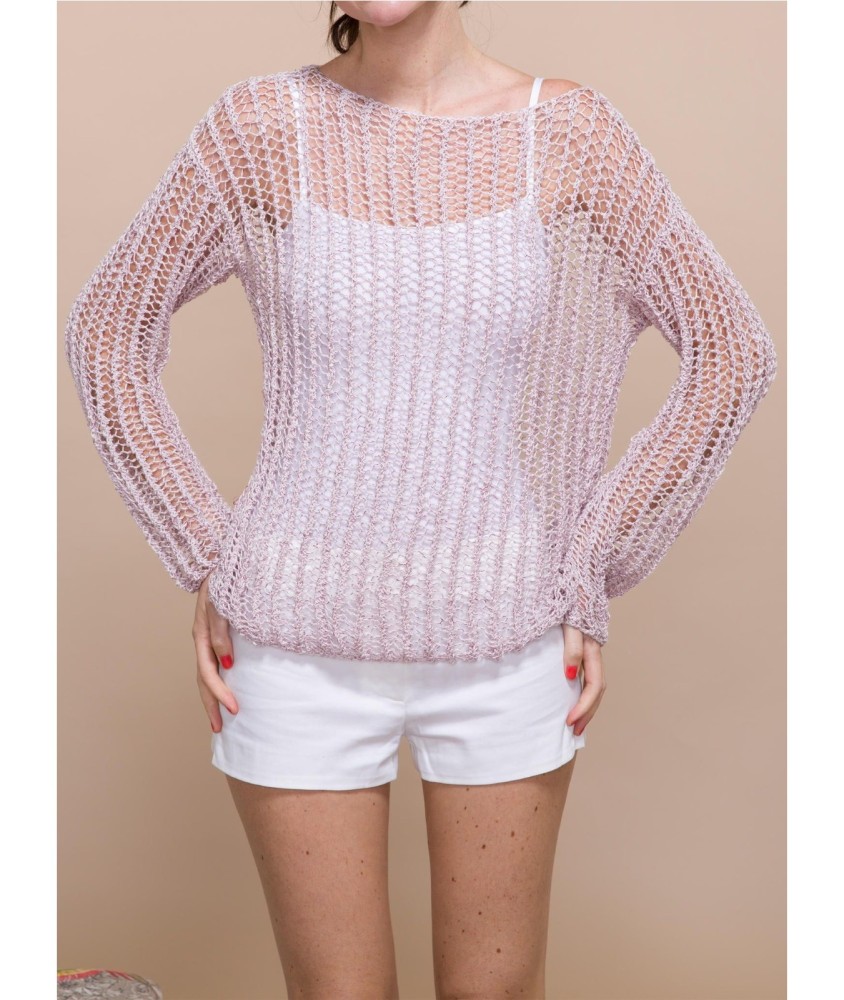 Patron tricot gratuit Pull Ajouré Manches Longues