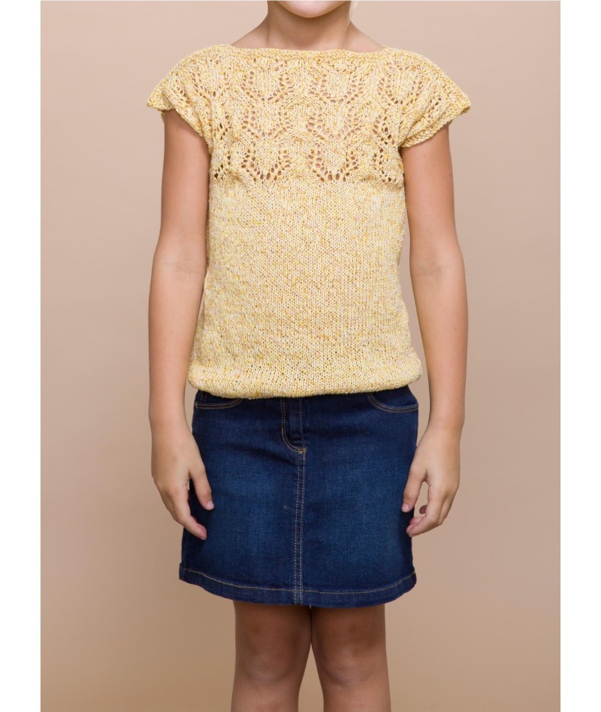 Patron tricot gratuit Pull Sans Manches Haut Ajouré