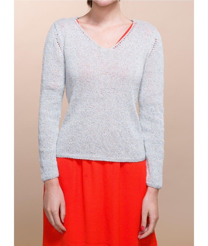 Patron tricot gratuit Pull Manches Longues Col V