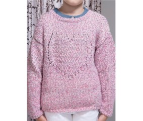 E-MODELE ENFANT - PULL CŒUR AJOURÉ - BERGÈRE DE FRANCE