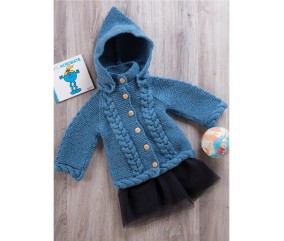 E-MODELE BÉBÉ - MANTEAU CAPUCHE AMOVIBLE - BERGÈRE DE FRANCE