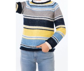 E-MODELE FEMME - PULL BORDS ROULOTTÉS - BERGÈRE DE FRANCE