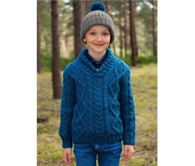 E-MODELE ENFANT - PULL À TORSADES COL CHÂLE - BERGÈRE DE FRANCE