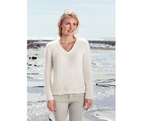 E-MODELE FEMME - PULL COL V VERSION FINE ET VAPOREUSE - BERGÈRE DE FRANCE